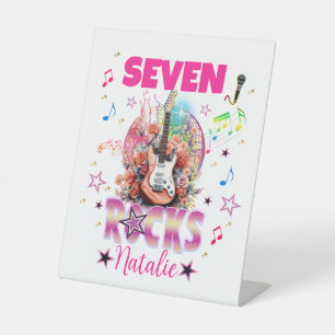 Rock'n'Roll Guitar Musical Birthday Girl Rockstar Pedestal Sign