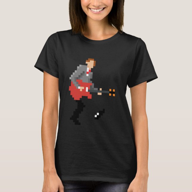 Rock'n'roll Guitarist PixelArt Playing Guitar Rock T-Shirt (Front)