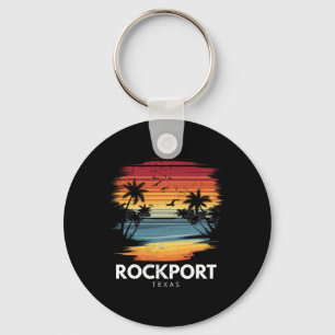 Rockport Beach Texas Surfboard Surfing Vintage  Keychain