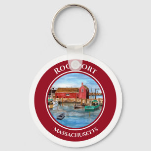Rockport Harbour Massachusetts New England Paintin Keychain