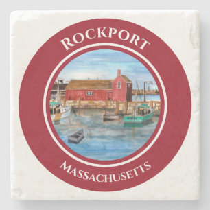 Rockport Harbour Massachusetts New England Stone Coaster