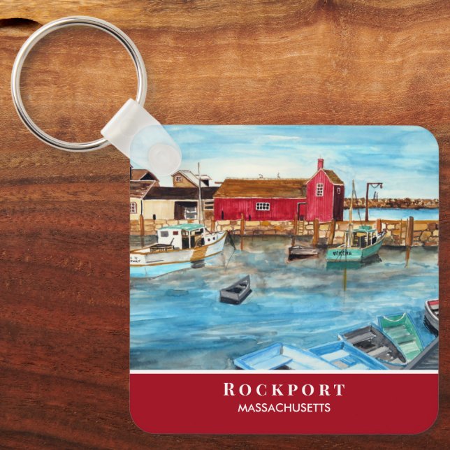 Rockport Harbour Massachusetts New England USA Keychain (Front)