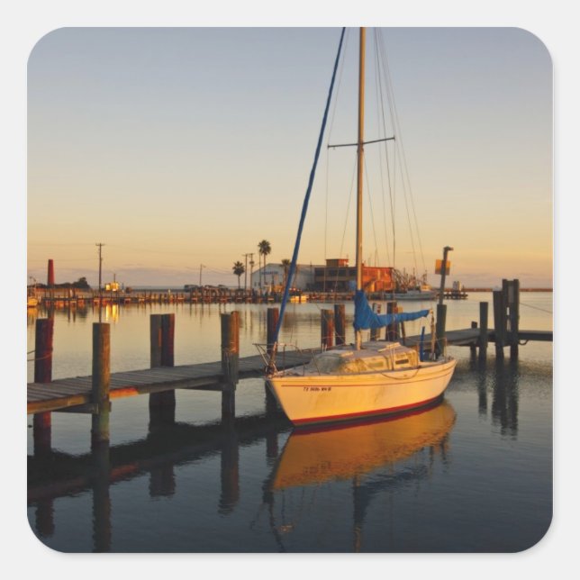 Rockport, Texas harbour at sunset Square Sticker (Front)