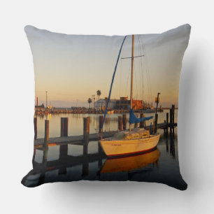 Rockport, Texas harbour at sunset Throw Pillow