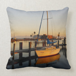 Rockport, Texas harbour at sunset Throw Pillow