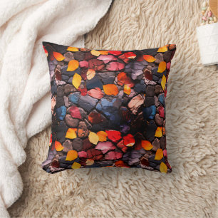 Rocks and Leaves Throw Pillow