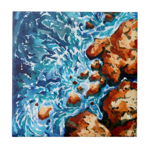 Rocks and Waves Aerial Tile