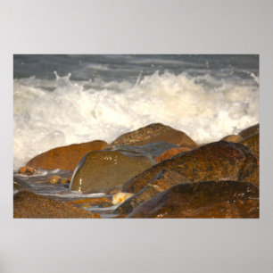 Rocks and Waves in Rhode Island Poster