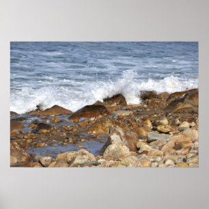 Rocks and Waves in Rhode Island Poster