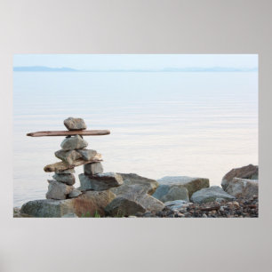 rocks by beach poster