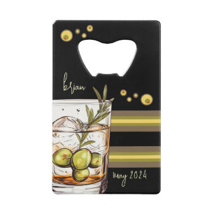 Rocks Glass   Olives   Guys Night Out Credit Card Bottle Opener