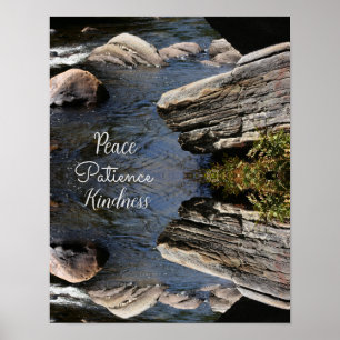 Rocks In Stream Nature Abstract Inspirational  Poster