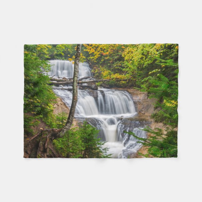 Rocks National Lakeshore, Sable Falls Fleece Blanket (Front (Horizontal))