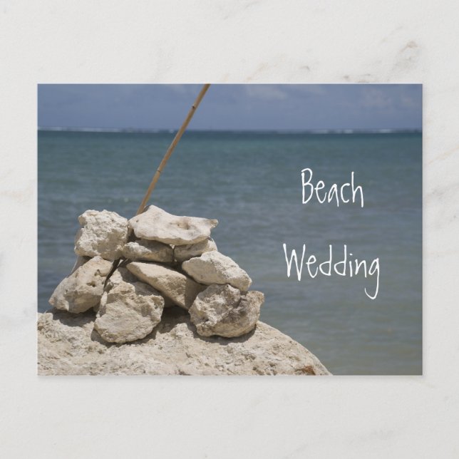 Rocks on Beach Wedding Save the Date Announcement Postcard (Front)