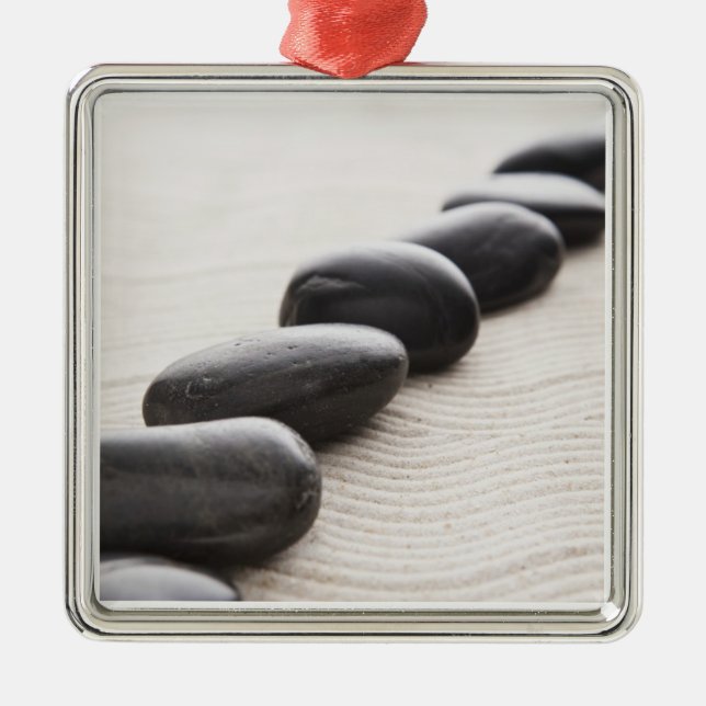 Rocks on sand metal ornament (Front)