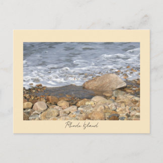 Rocks Waves Rhode Island Postcard