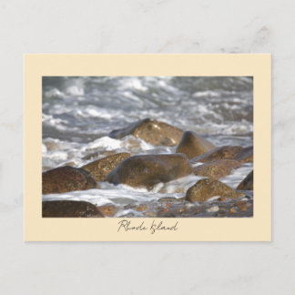 Rocks Waves Rhode Island Postcard