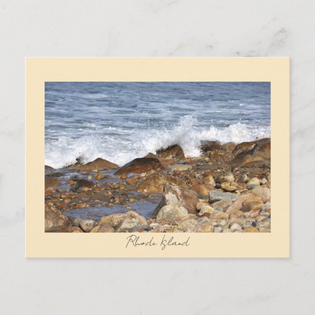 Rocks Waves Rhode Island Postcard (Front)