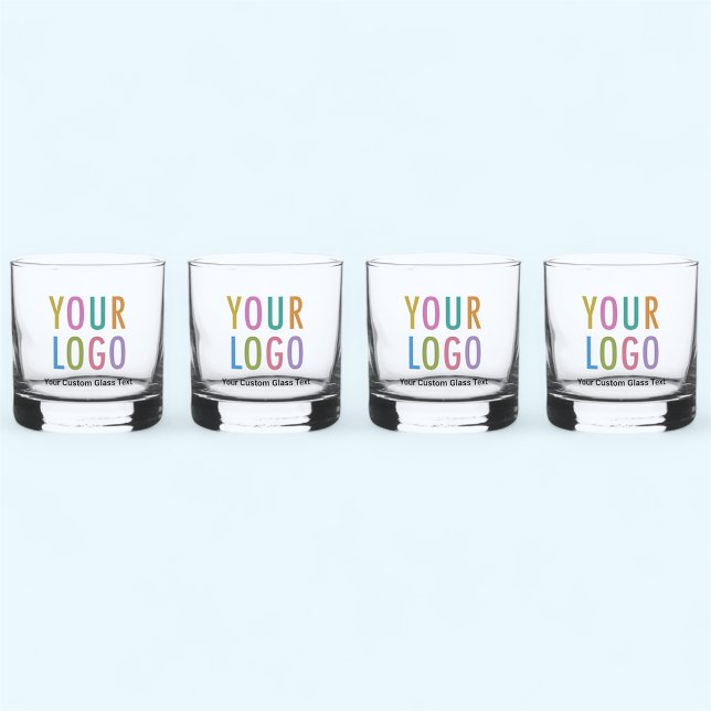 Rocks Whiskey Lowball Glasses Set of 4 Custom Logo (MISOOK 12 oz Rocks Glass Set of 4 with Logo)