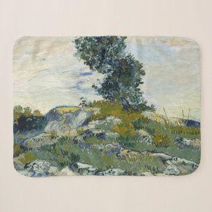 Rocks with Oak Tree, Van Gogh Oil Painting Sherpa Blanket