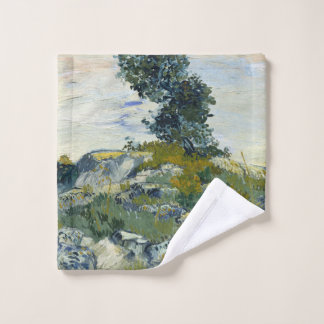 Rocks with Oak Tree, Van Gogh Oil Painting Wash Cloth