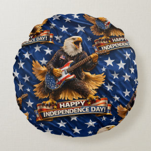 Rockstar American Eagle, happy Independence Day ro Round Pillow
