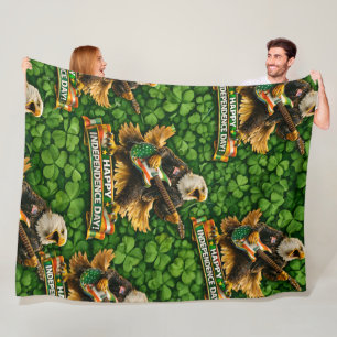 Rockstar American Eagle in Clover Independence Day Fleece Blanket