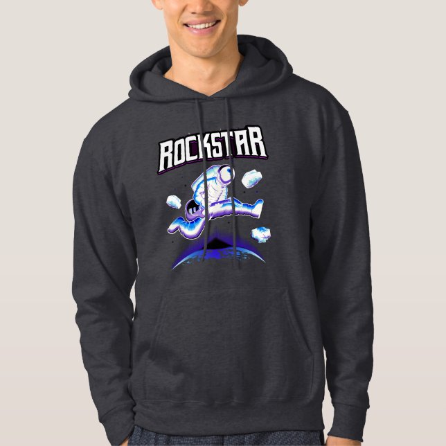 Rockstar astronaut playing guitar in space  hoodie (Front)