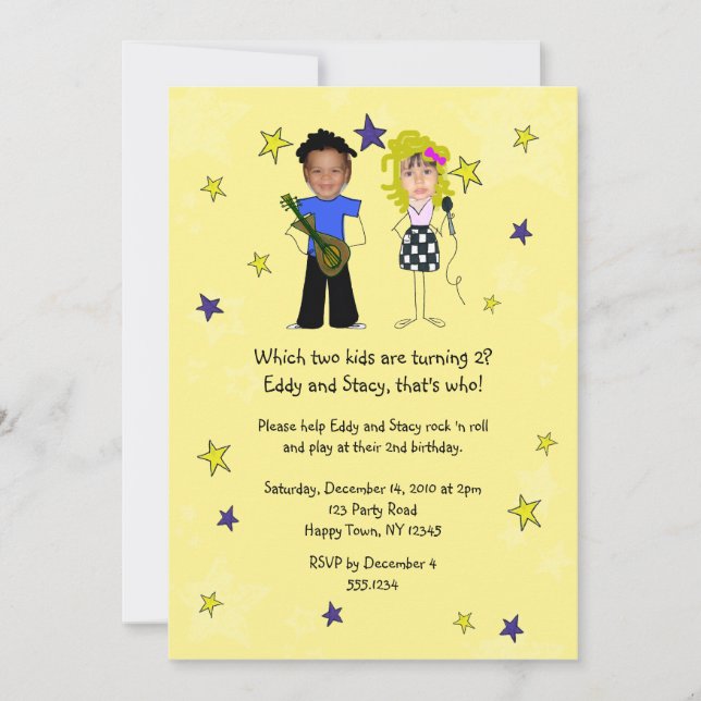 Rockstar Birthday Party Photo Impose Invitation (Front)