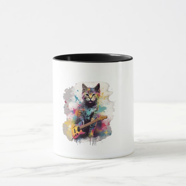 rockstar cat cat lover design  mug (Center)