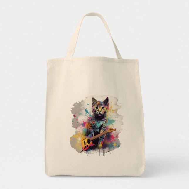 rockstar cat cat lover design  tote bag (Front)