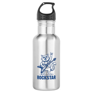 Rockstar Cat Guitar Vintage Engraving Shirt Design 532 Ml Water Bottle