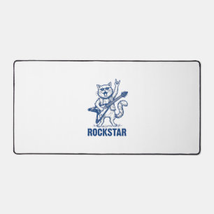 Rockstar Cat Guitar Vintage Engraving Shirt Design Desk Mat