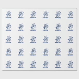 Rockstar Cat Guitar Vintage Engraving Shirt Design Wrapping Paper