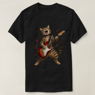 Rockstar Cat Playing Electric Guitar T-Shirt