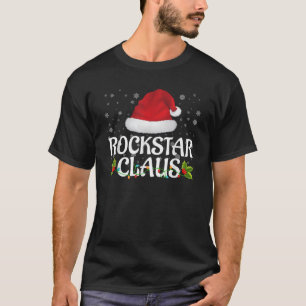 Rockstar Claus Christmas Lights Santa Pajama Famil T-Shirt