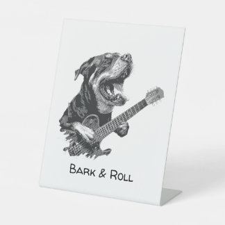 Rockstar Dog Guitar – Vintage Music Animal Pedestal Sign