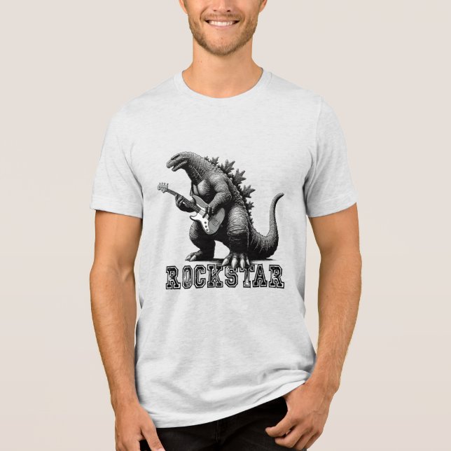 Rockstar dragon dinosaur Tri-Blend shirt (Front)