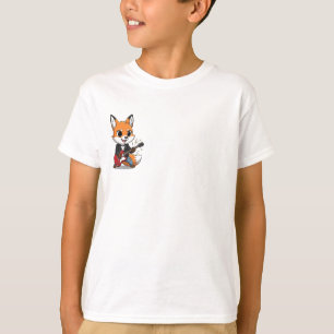 Rockstar Fox Electric Guitar Musician Kids T-Shirt