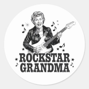 Rockstar Grandma  – Fun and Retro Music Design Classic Round Sticker