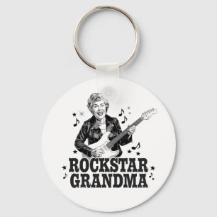 Rockstar Grandma  – Fun and Retro Music Design Keychain