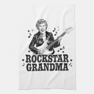 Rockstar Grandma – Fun and Retro Music Design Kitchen Towel