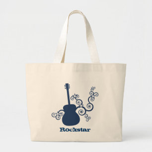 Rockstar Guitar Bag, Royal Blue Large Tote Bag