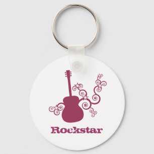 Rockstar Guitar Keychain, Fuchsia Keychain