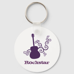 Rockstar Guitar Keychain, Purple Keychain