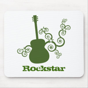 Rockstar Guitar Mousepad, Green Mouse Pad