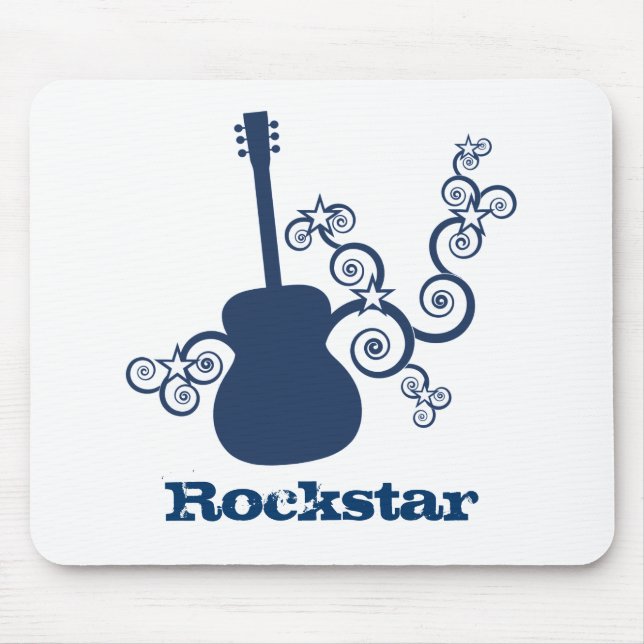 Rockstar Guitar Mousepad, Royal Blue Mouse Pad (Front)