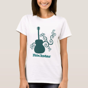Rockstar Guitar Woman's Shirt, Dark Teal T-Shirt