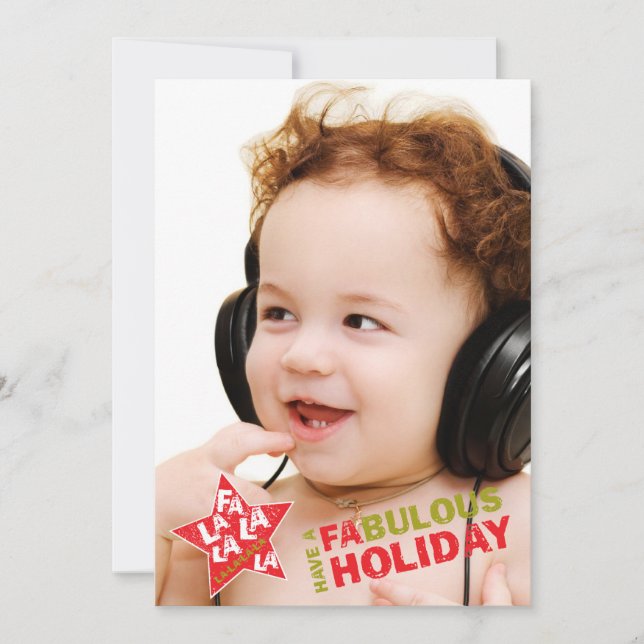 Rockstar Holiday Photo Card - Fa La La Singing (Front)