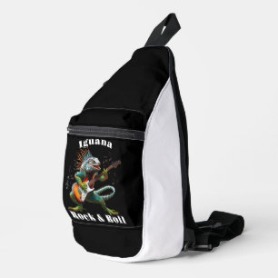 Rockstar Iguana in a Colourful Music Burst Sling Bag